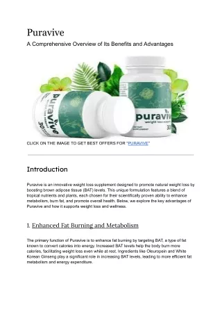 Puravive-A Comprehensive Overview of Its Benefits and Advantages-