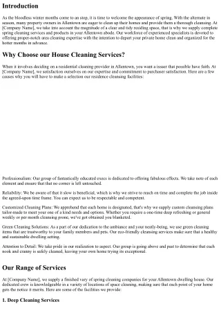 Welcome Spring with our Comprehensive Spring Cleaning Services for your Allentow