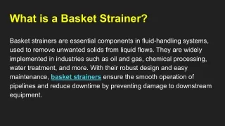 What is a Basket Strainer