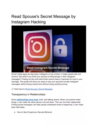 Read Spouse's Secret Message by Instagram Hacking