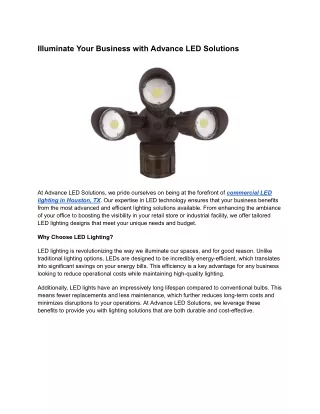 Illuminate Your Business with Advance LED Solutions