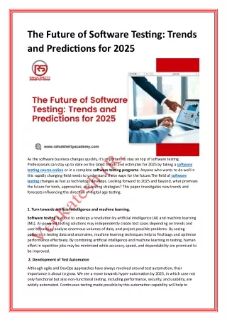 The Future of Software Testing: Trends and Predictions for 2025