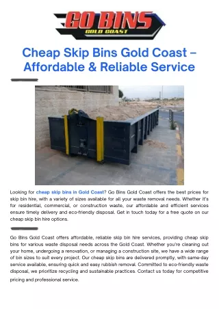 cheap skip bins gold coast affordable reliable