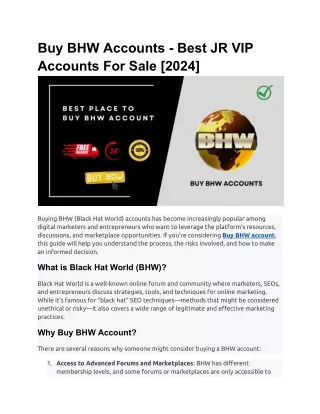 Buy BHW Accounts - bestdacchub.com