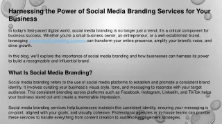 Harnessing the Power of Social Media Branding Services for Your Business