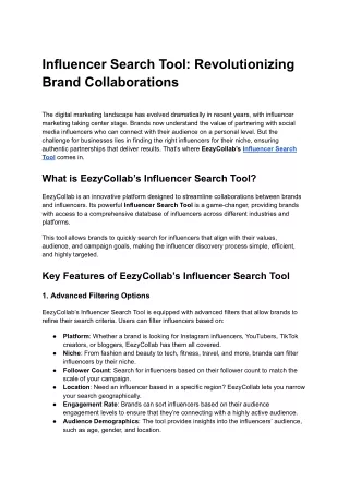 Influencer Search Tool | Eezy Collab