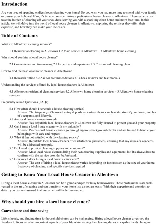 Getting to Know Your Local House Cleaner in Allentown