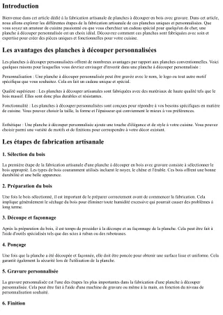 Fabrication Artisanale de Planches à Découper en Bois avec Gravure