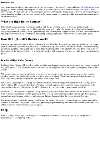 Maximize Your Wins with High Roller Bonuses