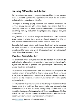 learning difficulties and autism