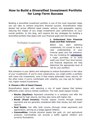 How to Build a Diversified Investment Portfolio for Long-Term Success