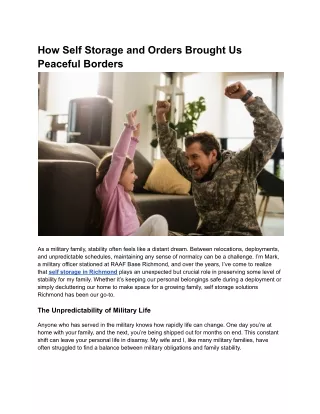 how self storage and orders brought us peaceful