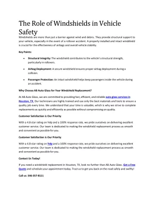 the role of windshields in vehicle safety