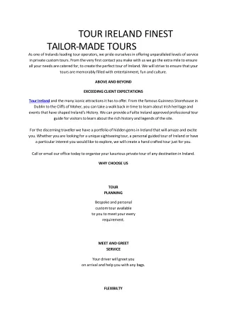 tour ireland finest tailor made tours