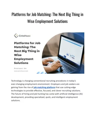 platforms for job matching the next big thing