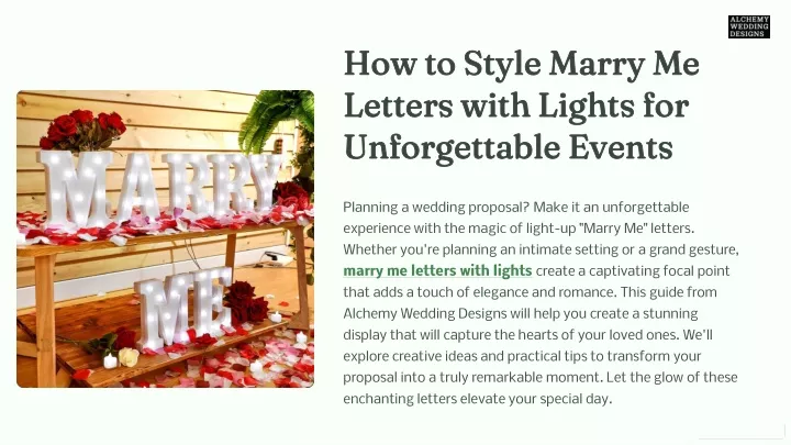 how to style marry me letters with lights