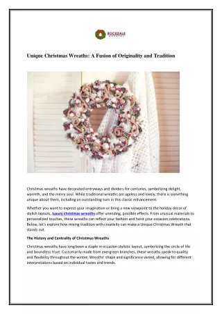 Unique Christmas Wreaths A Fusion of Originality and Tradition