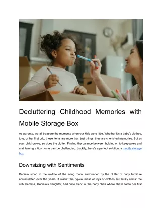 Decluttering Childhood Memories with Mobile Storage Box