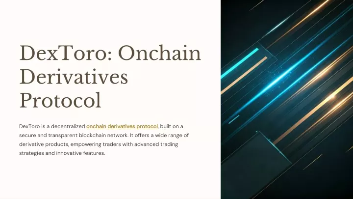 dextoro onchain derivatives protocol