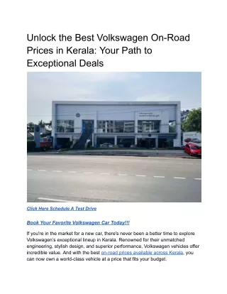 Unlock the Best Volkswagen On-Road Prices in Kerala_ Your Path to Exceptional Deals