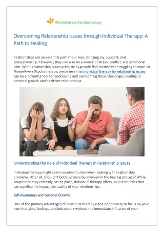 Overcoming Relationship Issues Through Individual Therapy A Path to Healing