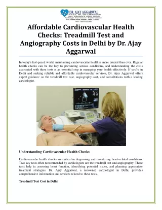 Expert Cardiologist in Delhi | Affordable Angiography Cost in Delhi