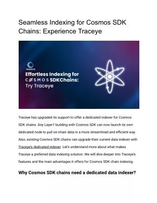 Seamless Indexing for Cosmos SDK Chains_ Experience Traceye