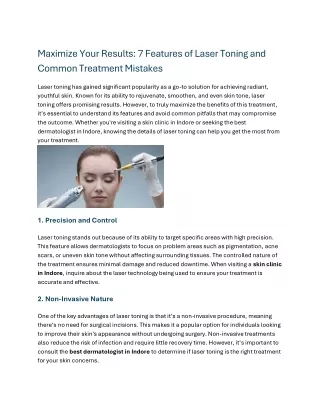 Maximize Your Results: 7 Features of Laser Toning and Common Treatment Mistakes