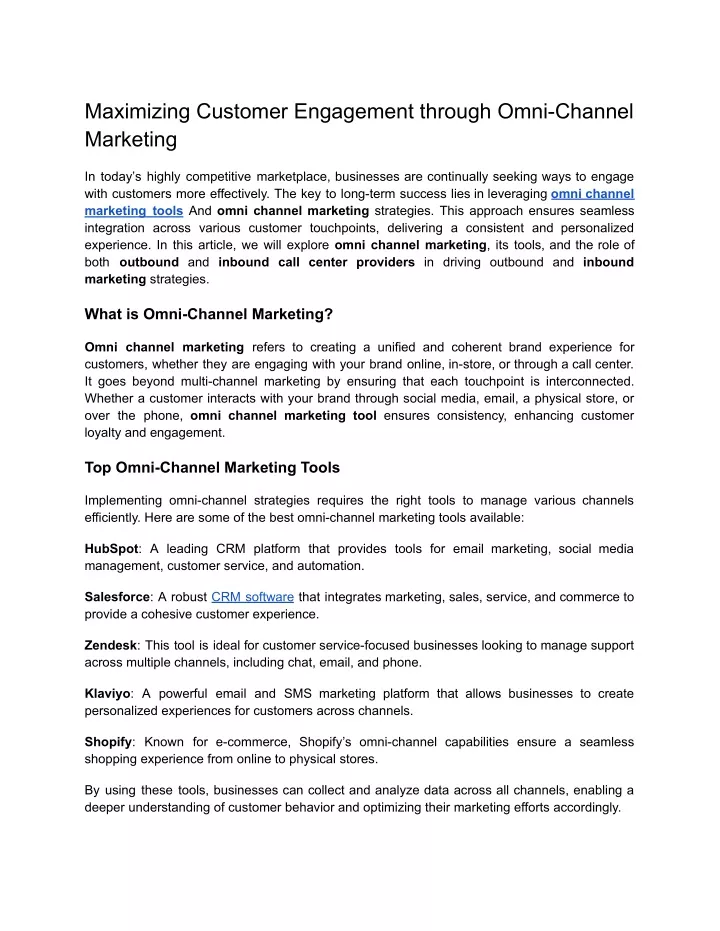 maximizing customer engagement through omni