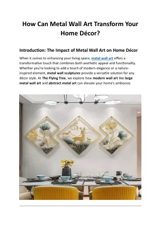 How Can Metal Wall Art Transform Your Home Décor