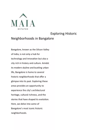 Exploring Historic Neighborhoods in Bangalore