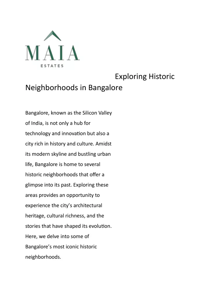 exploring historic neighborhoods in bangalore