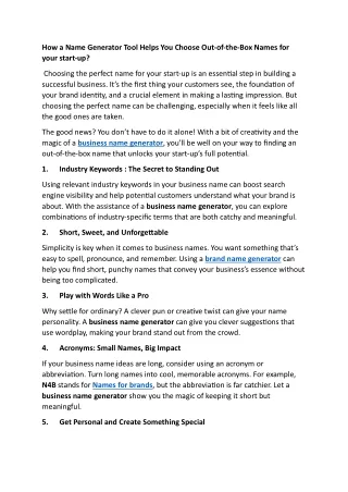 How a Name Generator Tool Helps You Choose Out