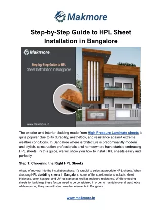 Step-by-Step Guide to HPL Sheet Installation in Bangalore