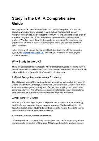 study in the uk a comprehensive guide