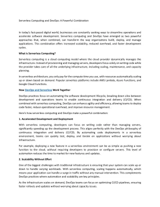 serverless computing and devops a powerful