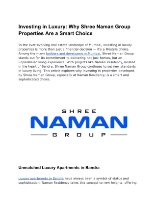 investing in luxury why shree naman group