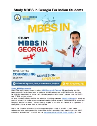 Study MBBS in Georgia For Indian Students