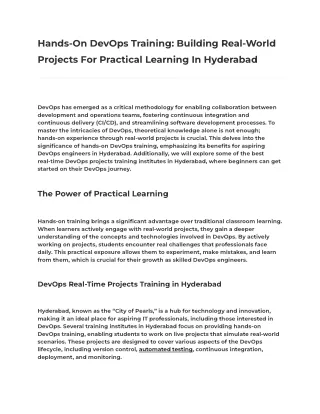 hands on devops training building real world
