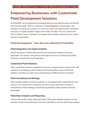 Empowering Businesses with Customized Plaid Development Solutions