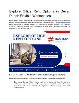 Explore Office Rent Options in Deira, Dubai Flexible Workspaces