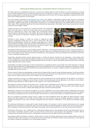 enhancing the dining experience independent