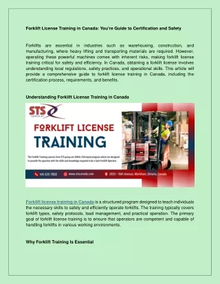 Forklift License Training in Canada: You’re Guide to Certification and Safety