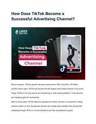 How Does TikTok Become a Successful Advertising Channel_