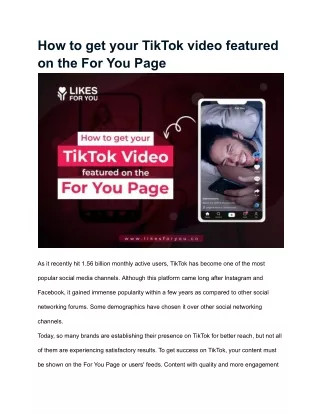 How to get your TikTok video featured on the For You Page