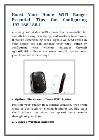 Boost Your Home WiFi Range: Essential Tips for Configuring 192.168.188.1