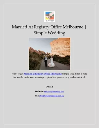 Married At Registry Office Melbourne