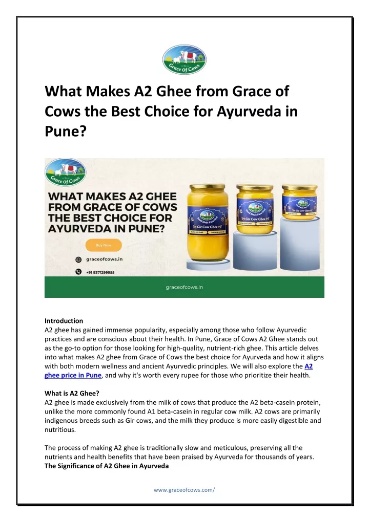 what makes a2 ghee from grace of cows the best