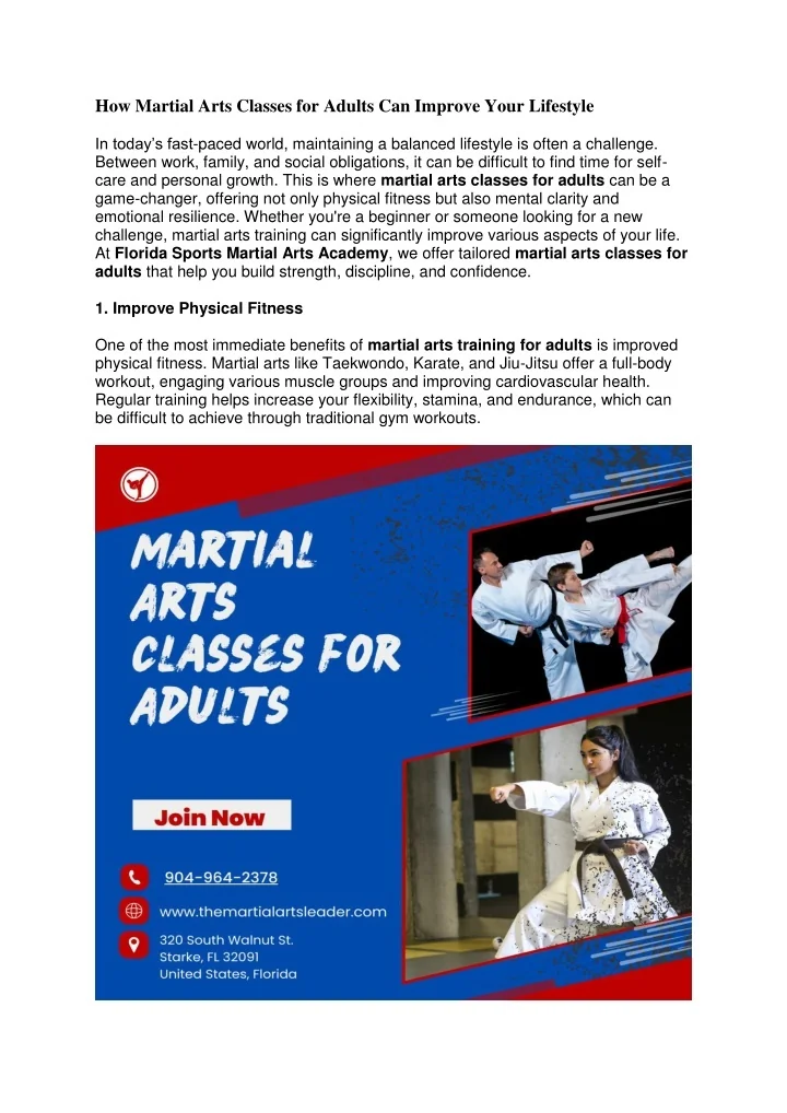 PPT - How Martial Arts Classes for Adults Can Improve Your Lifestyle ...
