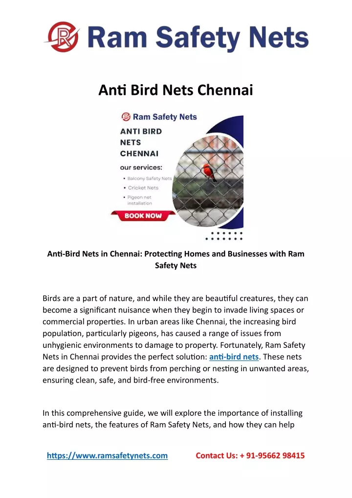 anti bird nets chennai